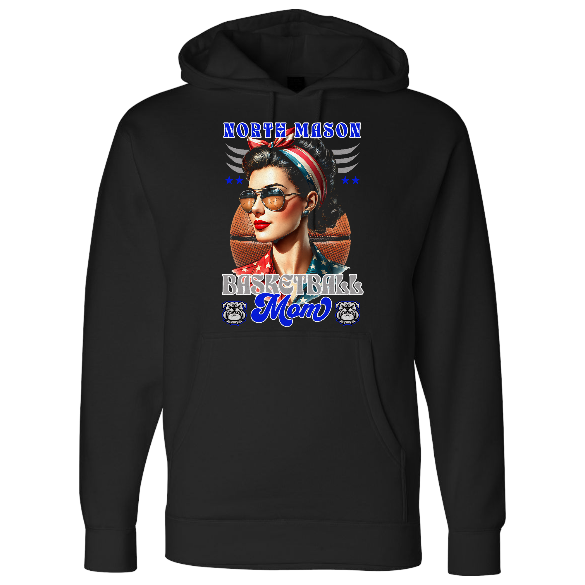 North Mason Patriotic Basketball Mom Hoodie